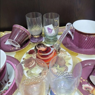 ABASIKRENKLIBOHEMIA Bohemia Kristal Yuvarlak Kahve Yanı Su Bardak Rastgele Renk 1 Adet