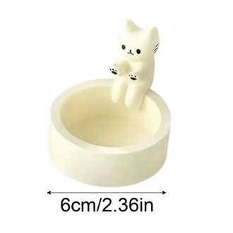 LT1306288 Kedi Mum Tutucu-Beyaz Şirin Seramik Kedi Kedi Mum Tutucu