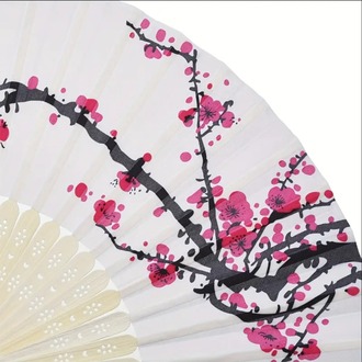 PC1457388 1 adet Vintage Bambu Katlanır Fan ile Kiraz Çiçeği Tasarımı - Düğünler