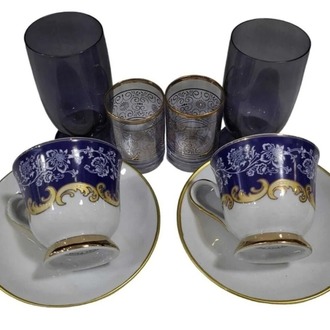 DEFPPKAHVE Danieli Exclusive Fine Porcelain Porselen 2 Kişilik Türk Kahve Fincan Set Su Likör