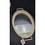 A818721 Oval Metal Aynalı Cam Kumaş Çift Kulplu Tepsi 41x25x4cm 1 Adet