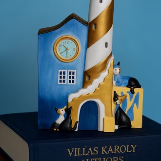 3141140388-234-8740 Rosina Wachtmeister tarafından Clock Faro Giallo Cat House Goebel