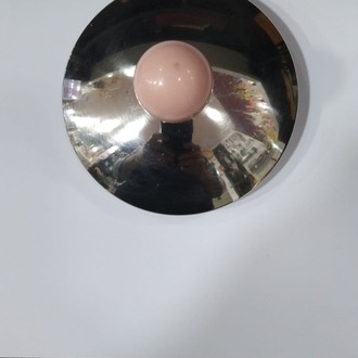 C388364 Çaydanlık Demlik İçin Pembe Plastik Tutmaçlı Metal Gümüş Renk 1 Adet 10cm Kapak