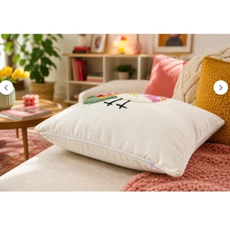 CPNK001 Punch Nakışlı Kırlent Kılıfı - 43*43 Cm - Kuş - EV MOBİLYA DEKORASYON