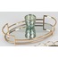 BWTHS 36x22cm Oval Gold Renk Metal Aynalı Cam Tepsi 15inch 1 Adet