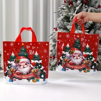 TL7092451 1 adet Şenlikli Noel Baba Noel Ağacı Hediye Çanta Kırmızı Plastik