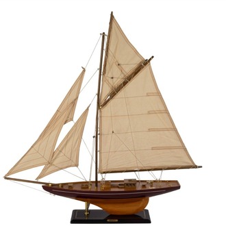 P402.133587 Kahverengi Ahşap Krem Yelkenli Dek Obje 74x11x77cm Dekorasyon > Dekoratif Ürün