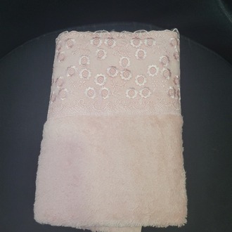 SNSENAHAVLU 82x47cm Güpürlü Havlu Pembe %100 Bambu Yerli 1 Adet