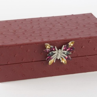 P359.108240 Bordo Kelebek Kulplu Deri Kutu 20x12x7cm Dekoratif Ürün Dekorasyon