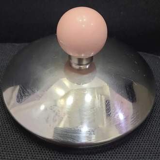 C388364 Çaydanlık Demlik İçin Pembe Plastik Tutmaçlı Metal Gümüş Renk 1 Adet 10cm Kapak