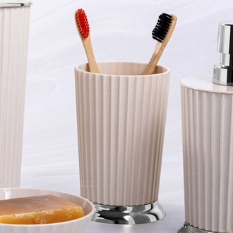 M-SA15-09 Nely Diş Fırçalık - Bej & Krom Banyo
