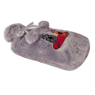 BGD10881013 Biggdesign Cats Gri Peluş Sıcak Su Torbası, Yumuşak Kılıf, 2 L, Kedili Tasarım
