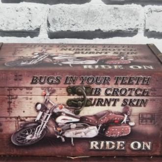 KGP-2990 Giftpoint Ahşap Kutu Motorcycle Ofis Hobi Hediyelik Depolama Sandık Küçük
