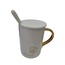GP-2606 GFTPNT Porselen Kupa Bardak Mug Hediyelik Ürün Tekli Metal Kaşıklı Beyaz Gold Rose