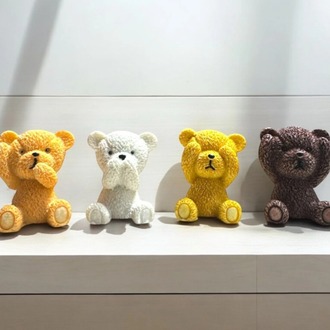 NYT107-18 4'lü Dekoratif Teddy Ayıcık Polyester Biblo Hediyelik