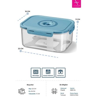 M-SK05-16-02 Seoul Taze Ürün Saklama Kabı 2500 ML - 22 x 16 x 11 CM