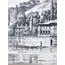A18195 Seramik Tablo Dikdörtgen 40x25cm Siyah Beyaz Vintage Köşk Dağ Kayık Kürek 1 Adet