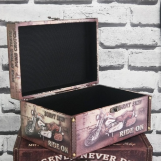 KGP-2990 Giftpoint Ahşap Kutu Motorcycle Ofis Hobi Hediyelik Depolama Sandık Küçük