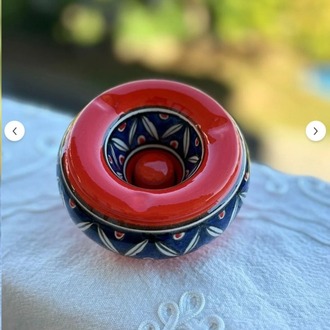 A965015868 El Yapımı Seramik Kapaklı Küllük Çap 10 cm Yükseklik 6 cm