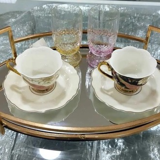 ABASIKRENKLIBOHEMIA Bohemia Kristal Yuvarlak Kahve Yanı Su Bardak Rastgele Renk 1 Adet