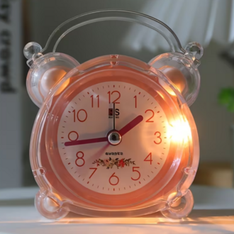 CQG676560【Pembe】RUISUNG Minimalist Kristal Alarm Saat Şeffaf Plastik