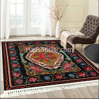 V-6009 Vintage Halı 80x150cm Kilim Kaymaz Tabanlı Dekoratif 1 Adet