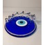 9212-PL El Yapımı Cam Mavi Nazar Taşlı Boncuk Üzerinde Platin Gümüş Renk Yedili Fil 15x6,5cm