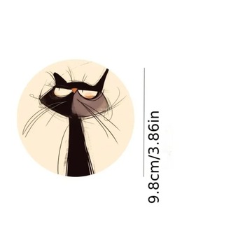 AAF731190 9,8 Cm/3,86 Inç 5 Adet Büyüleyici Kedi İllüstrasyonlu Ahşap Bardak Altlığı