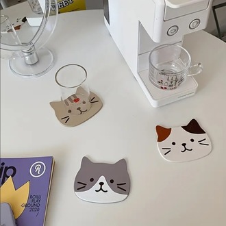 VP2378144 Altın İmparator Kedi Silikon Kedi Bardak Altlık Karikatür Kedi Tasarımlı