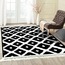 V-6016 Vintage Halı 80X150cm | Stil Geometrik Siyah Beyaz Saçaklı Yıkanabilir Katlanabilir