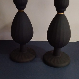 A449753945 2'li Siyah Cam Mumluk İtalyan Alt Çap 11cm Üst Çap 10cm Yükseklik 30cm