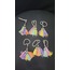 85520308 6'lı Renkli Püsküllü İp Halka Peçetelik Toplu Metalli Anahtarlı Set Şans Toplu 14cm