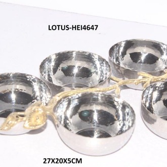 LOTUS-HEI4647 Çelik Pirinç Aksesuarlı Beşli Çerezlik First Quality 27x20x5cm