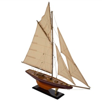 P402.133587 Kahverengi Ahşap Krem Yelkenli Dek Obje 74x11x77cm Dekorasyon > Dekoratif Ürün