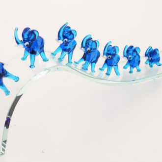 ZO-167-AMAV 26x4x10cm Büyük Kristal Yedili Fil Açık Mavi