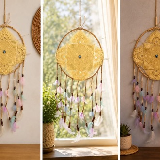 DREAMSARI ÇAP 25 CM dream catcher sarı 1 adet