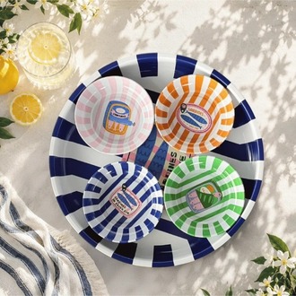 AHBCV0000GXP0E3 Home 26 cm Sardines Mavi Meyve Tabağı ve 4'lü Çerezlik Seti
