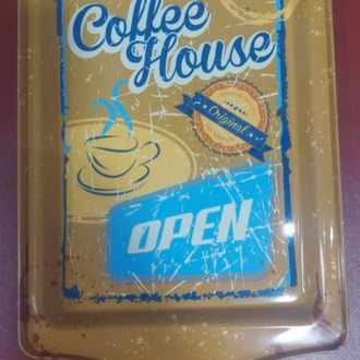 OPENSMTP56 Coffee Desenli Metal Tepsi Dikdörtgen Metal Sofra Tepsi 16x25cm Kahve 1 Adet