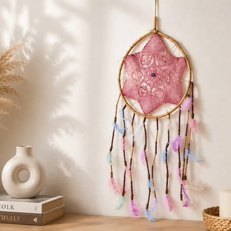DREAMYILDIZPEMBE AP 25 CM dream catcher YILDIZ PEMBE 1ADET