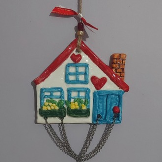 1228JALE EL YAPIM SERAMİK ASMALIK SÜS EV 12x12CM 