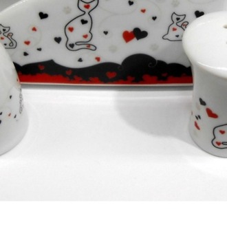 A54.09.TBP.LOVE.CAT Cats By Luyano Tuzluk Biberlik Seti Love Cats Aşk Kedil
