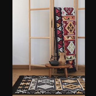 BGH8681126436915 Home Çift Taraflı Kilim Makinede Yıkanabilir Modern Desenli 80x150cm