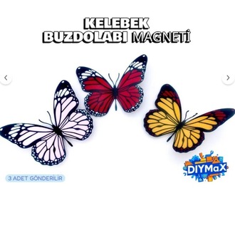 A1115718565 Kelebek Buzdolabı Magneti 3’lü Set – Dekoratif Renkli Kelebek Mıknatıslı