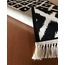 V-6016 Vintage Halı 80X150cm | Stil Geometrik Siyah Beyaz Saçaklı Yıkanabilir Katlanabilir