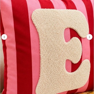 PNK001 Punch Nakışlı Kırlent Kılıfı - 43*43 Cm - Pembe E Harfi ev mobilya dekorasyon