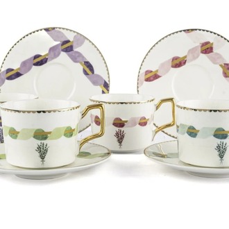 P038.393885 Lavender 2'li Çay Fincan Set 200cc Sofra Mutfak Porselen Rastgele Renk
