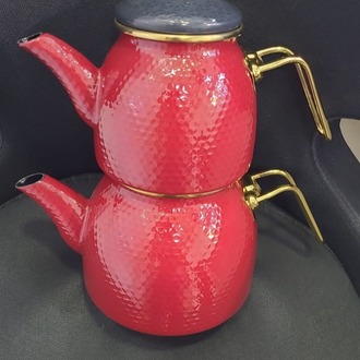 A55CYD014422 Red Teapot Dot Emaye Çaydanlık Kırmızı 2100ml