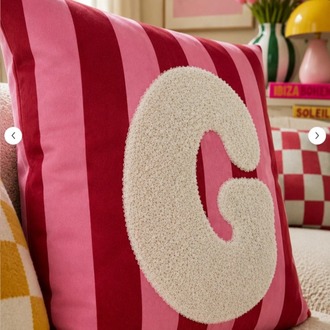 APNK001 Punch Nakışlı Kırlent Kılıfı - 43*43 Cm - Pembe G Harfi Ev Mobilya Dekorasyon