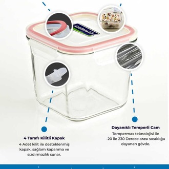 D-MCSB012 Glasslock Kare Cam Mama Saklama Kabı - 120 ML mutfak