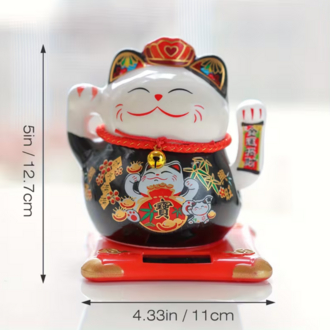 MX6604899 12.7cm-Siyah Dayanıklı Seramikten Üretilmiş Sevimli Kedi Figürü, Araba Süsü